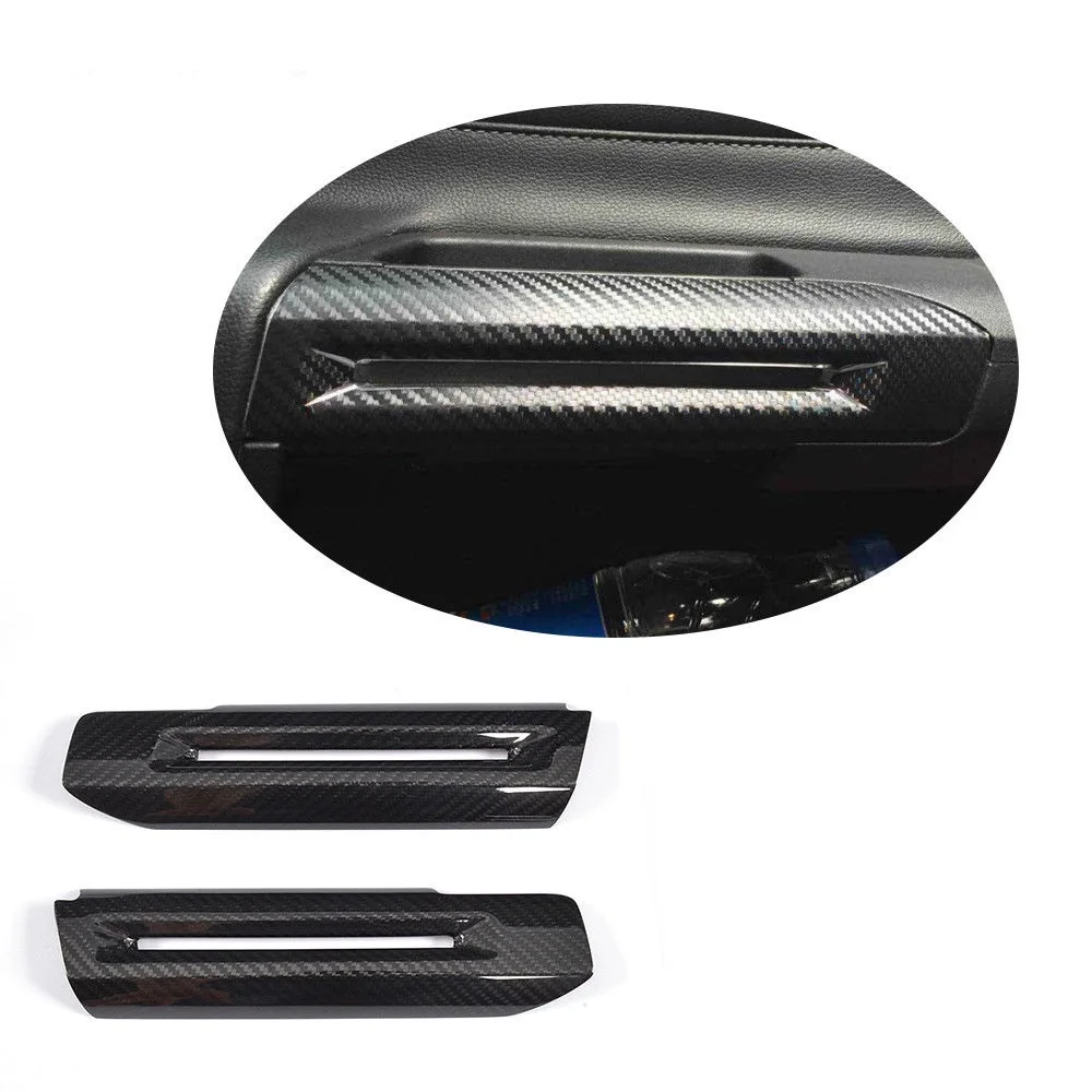 For Ford Mustang 15 16 17 18 Left Hand Drive Version Real Dry Carbon Fiber Gloss Black Arm Rest Door Handle Cover Sticker 2 Pcs
