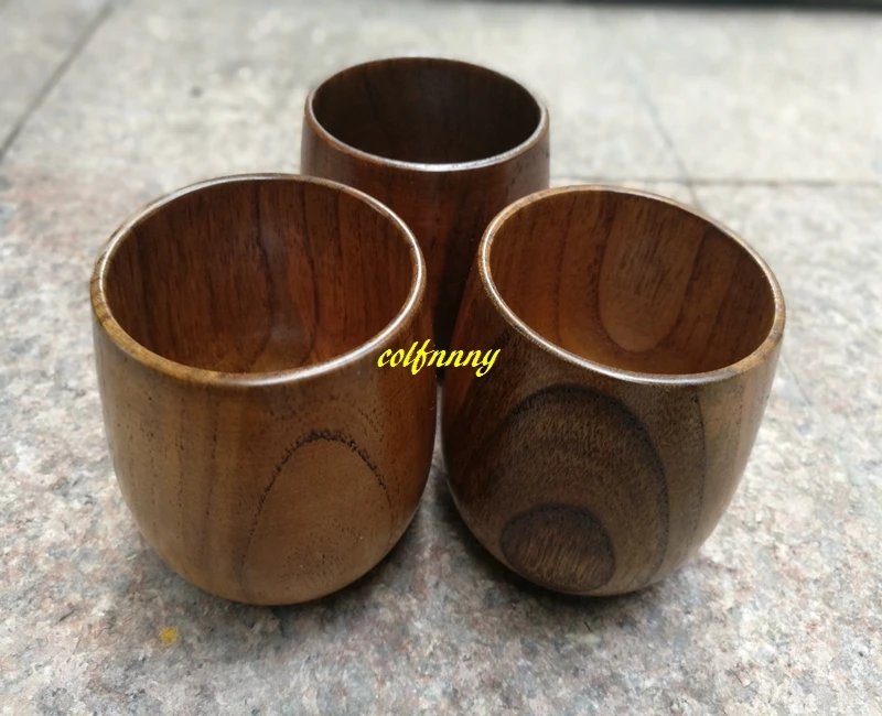 100pcs/lot 6.8*8cm Wooden Cup Wood Cup Handmade Natural Tea Cup Breakfast Beer Milk Drinkware