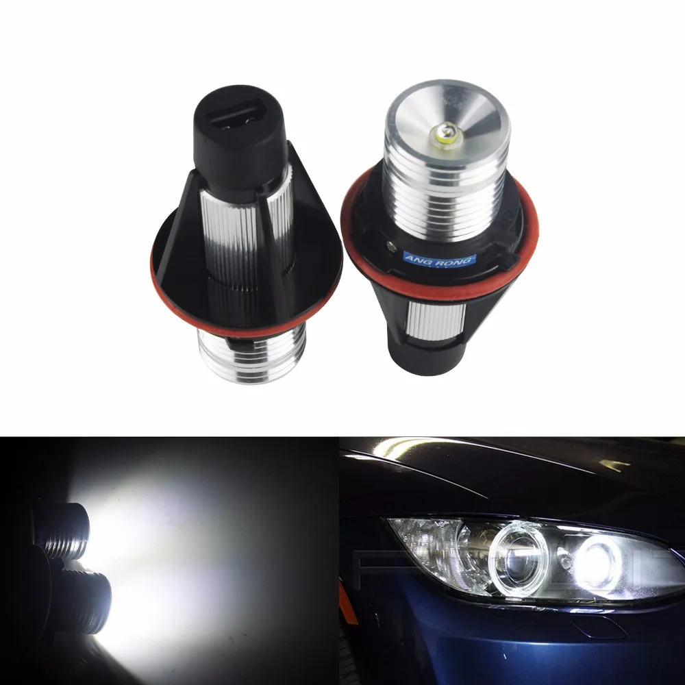 

ANGRONG Error Free Angel Eyes Halo LED Light Bulb Headlights Xenon White For BMW E39 E87 E60 E63 E65 E66 E53 X5 E83