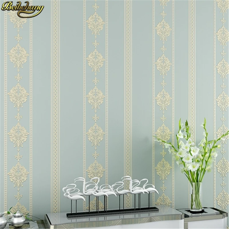 beibehang Simple European striped 3D self-adhesive wallpaper waterproof padded bedroom living room TV background wall paper