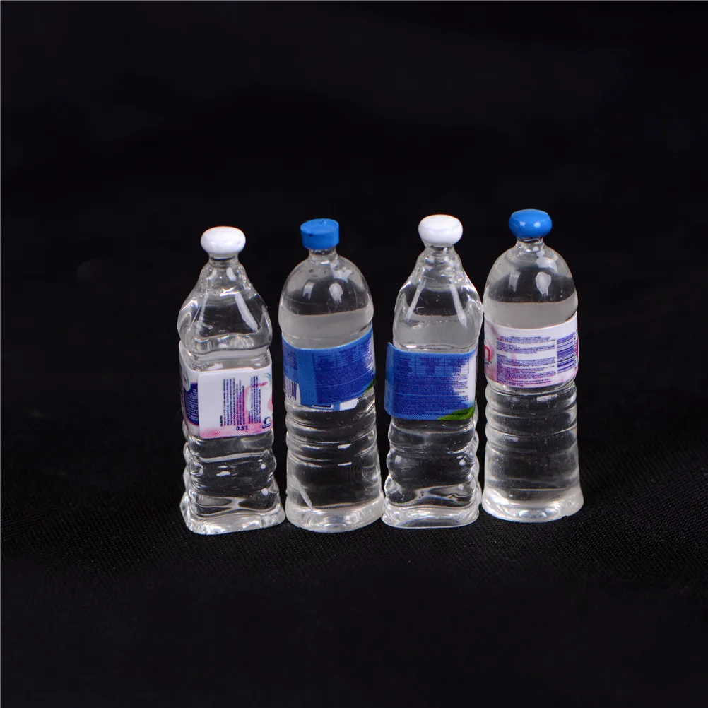 1:6 Scale 4pcs Dollhouse Mineral Water bottle Miniature Toy Doll Food Kitchen Living Room Accessories Kids Gift Pretend Play Toy