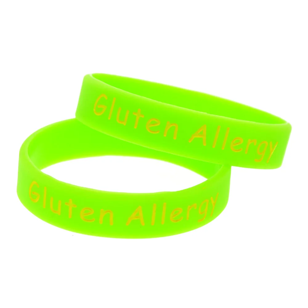 50 Pcs Alert Gluten Allergy Silicone Rubber Bracelet Kids Size 5 Colors