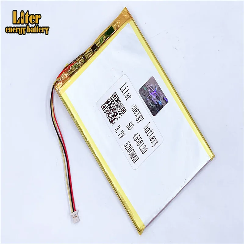 1.0 مللي متر 3pin موصل 4558120 4560120 3.7V 5200mah الجملة رقيقة جدا يبو بطاريات قابلة للشحن ليثيوم أيون بوليمر