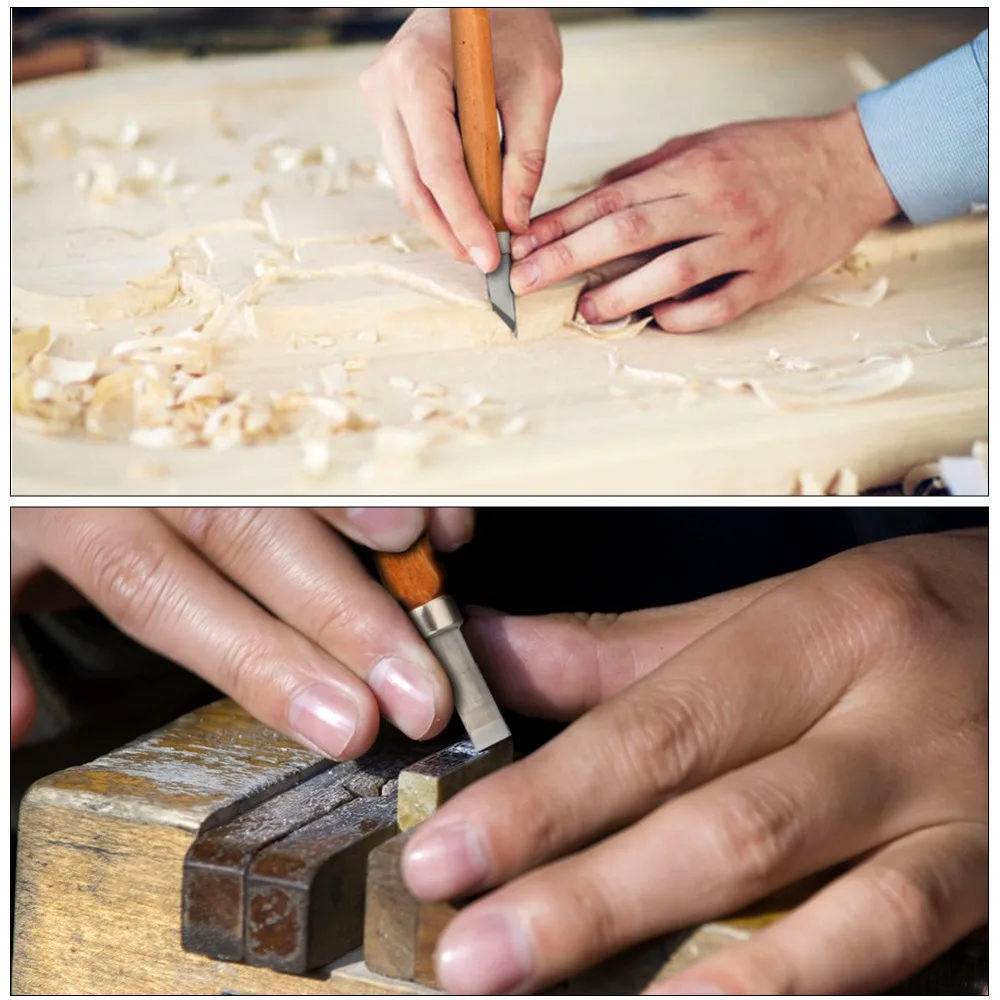 DIYFIX 13Pcs Set di strumenti per coltelli da intaglio del legno manico in legno strumenti per bisturi coltello da taglio in legno con Kit di utensili manuali per pietra per affilare