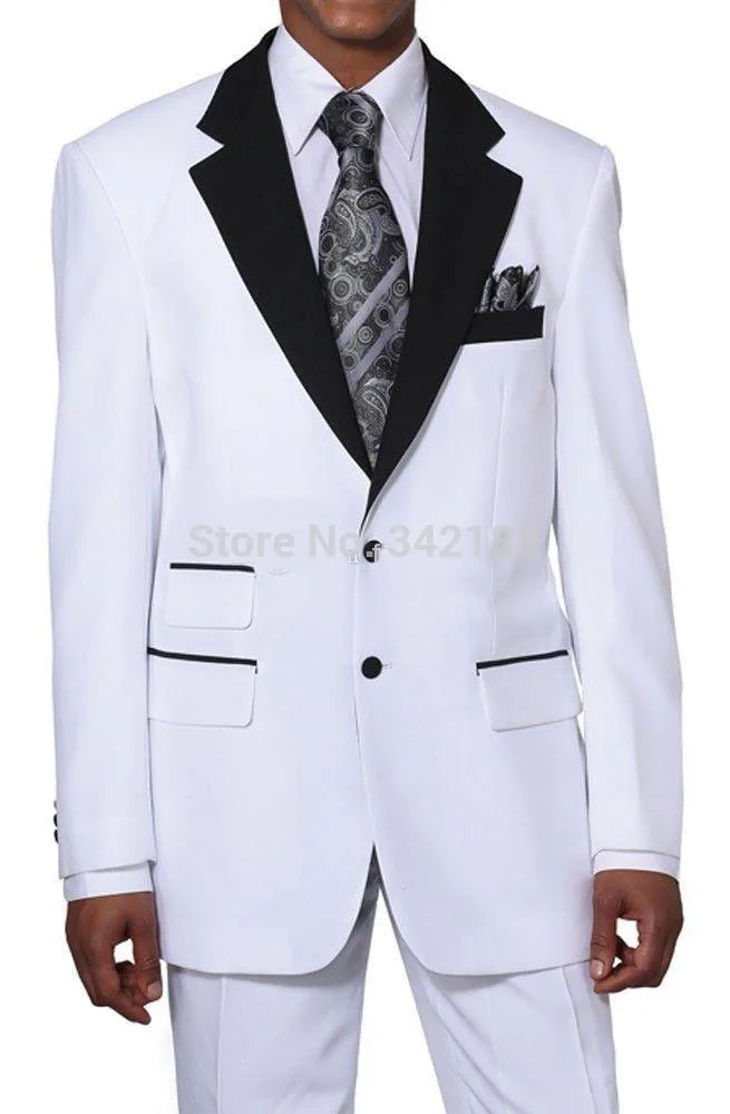 

2015 FREE shipping/New Custom Made Two Buttons White Groom Tuxedos/Notch Lapel Best Man Groomsman Men Wedding Suits/best suitwed