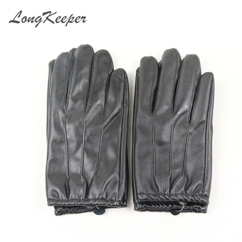LongKeeper 2021 Hot Women\'s Full Finger Gloves Female PU Leather Driving Fashion Solid Winter Thick Warm For Men G243