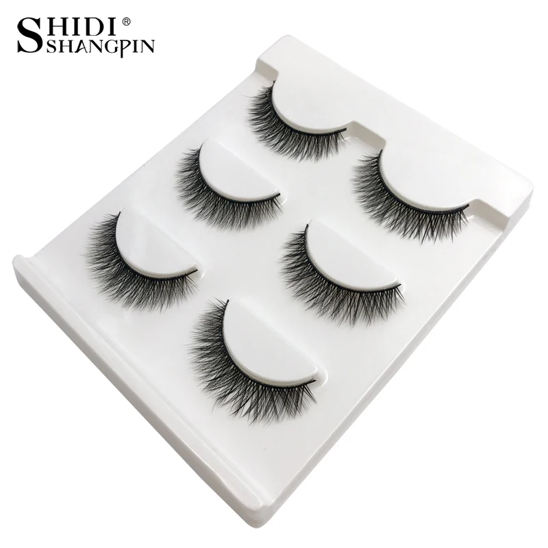 SHIDISHANGPIN 1 box mink eyelashes natural long 3d mink lashes short  Cross Messy false eyelash 8mm 3 pairs mink eyelashes X05