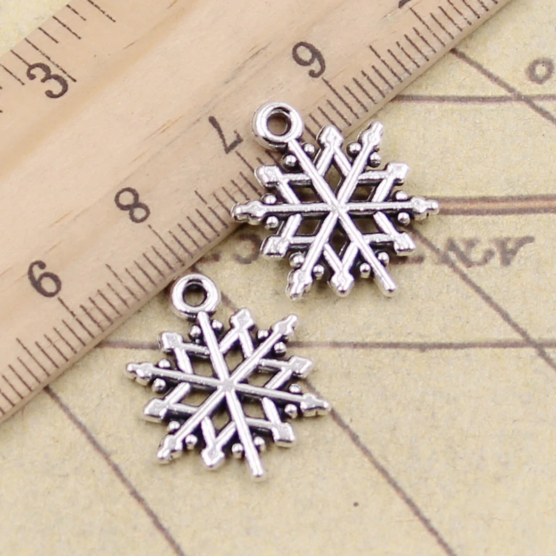 20pcs Charms Snowflake Snow 19x15mm Tibetan Silver Color Pendants Antique Jewelry Making DIY Handmade Craft