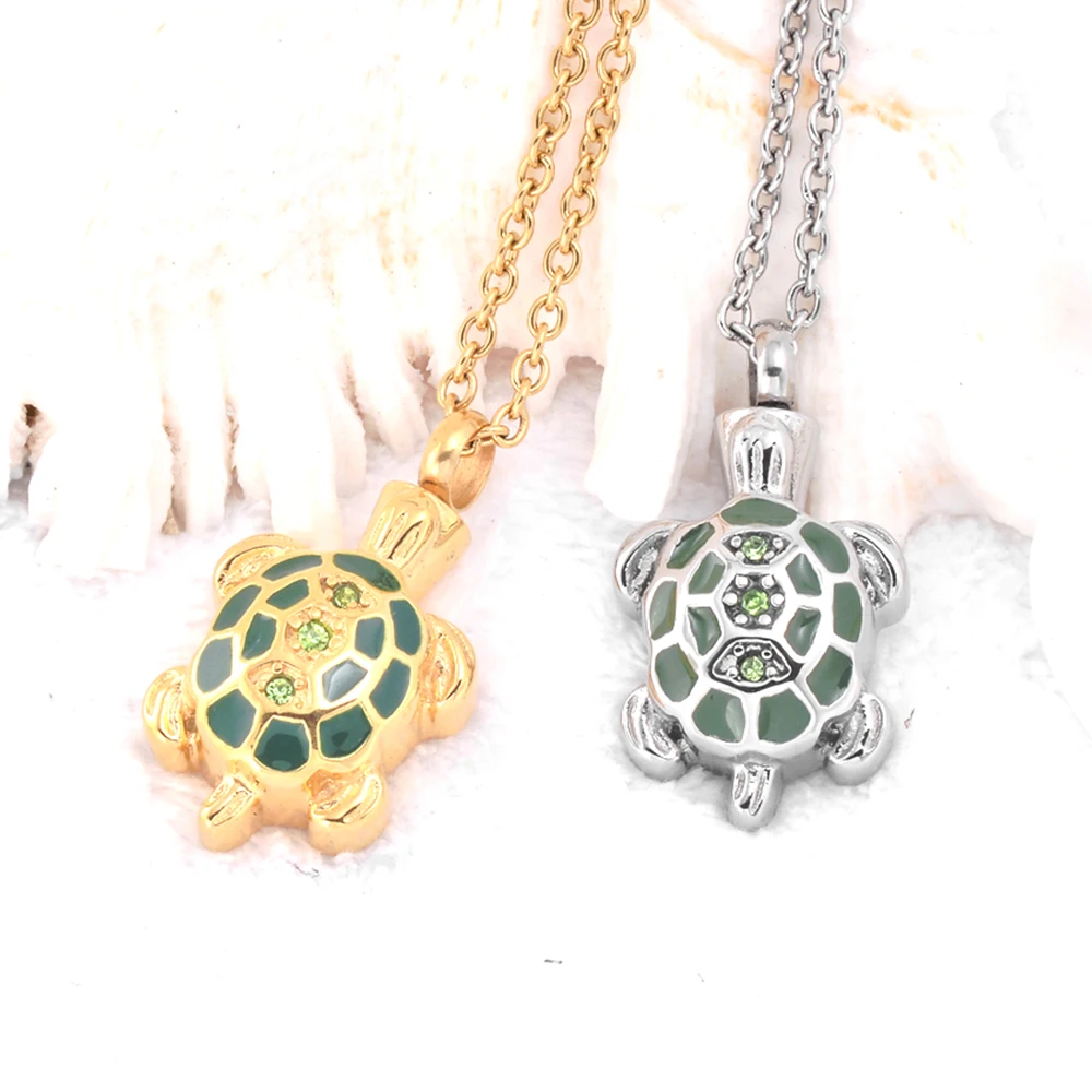 Tortoise cremation Urn Necklace Memorial Jewelry Stainless steel Ashes Keepsake Turtle urn Locket