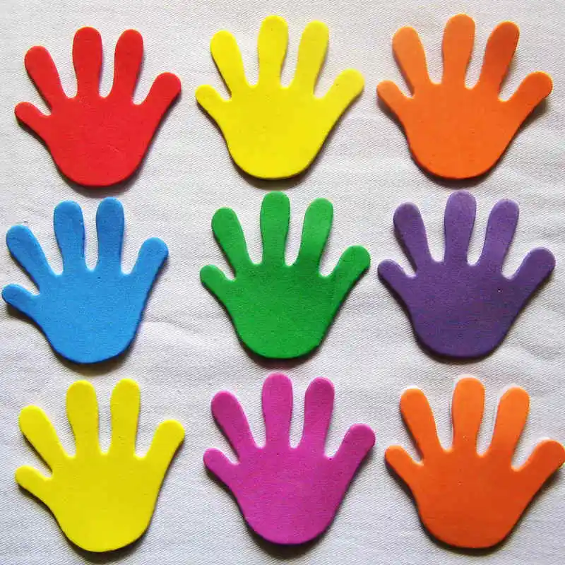 1bag/LOT.Hand shape foam stickers Kindergarten handmade ornament,Early educational crafts Scrapbooking kit Classic toy Wholesale