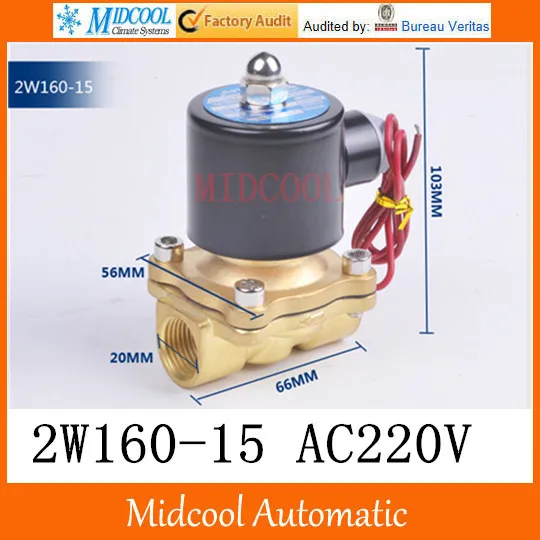 

Латунный Соленоидный клапан 2W160-15, Порт переменного тока 1/2 в, нормально закрытый для воды, два положения, двусторонний