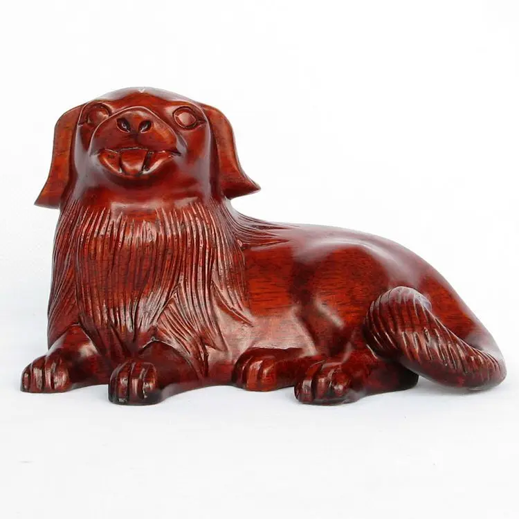 

T wood carving wood carving ornaments gifts crafts mahogany dog 12 zodiac lovely poodles birthday gift