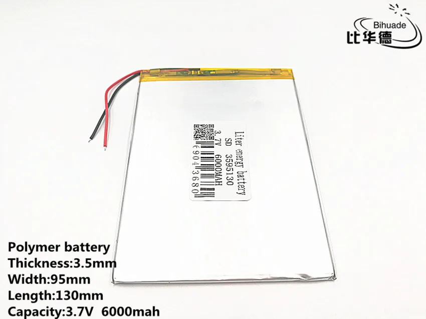 

5pcs/lot Good Qulity large capacity 3.7V 3595130 6000 mah each tablet universal rechargeable lithium batteries