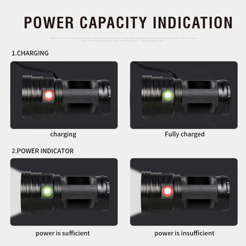 7600Lums LED Flashlight 9 15 x T6 LED Lantern Torch 3 Modes USB Charging Linterna Lamp Portable Searchlight Power Bank Light