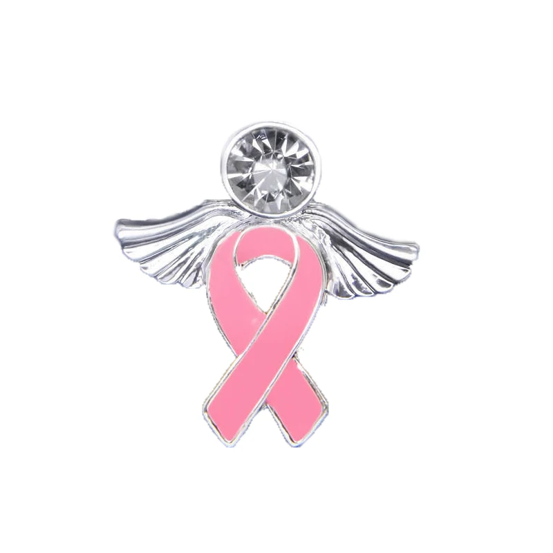 Enamel Angel Pink Ribbon Brooch Lapel Pins