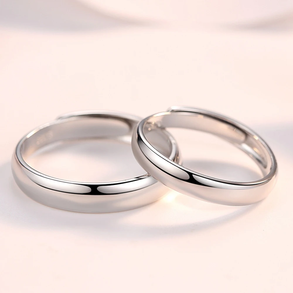 Simple Style Smooth Rings 925 Sterling Silver Jewelry Opened Size Lovers Anniversary Rings Pure Silver 925 Jewelry For Women Men