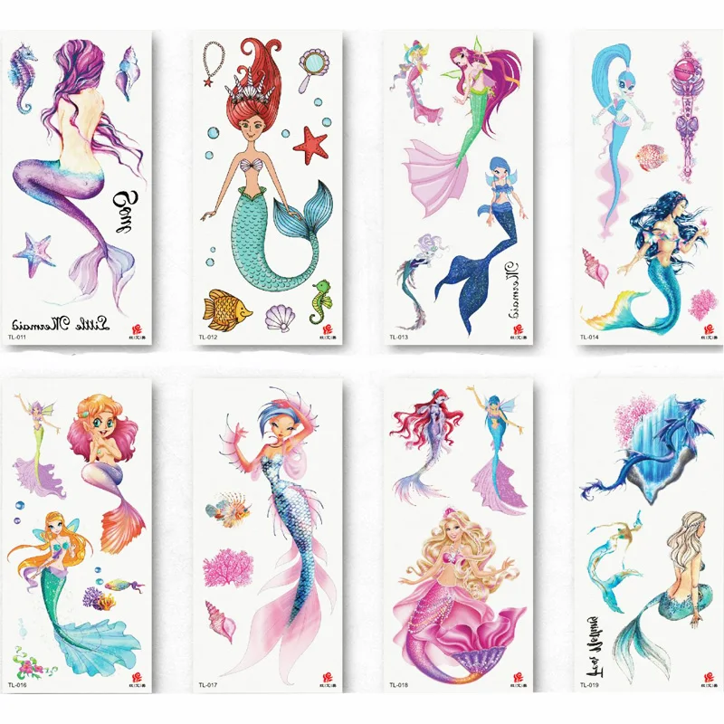 1pcs Flower Arm Waterproof Temporary Tattoos Sticker Large Old School Mermaid Pattern Body Art Tattoo