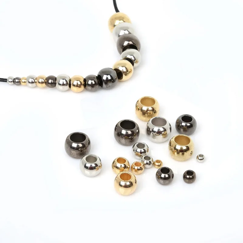 30-300pcs/lot CCB Acrylic Bail Beads Gold Silver Color Big Hole Spacer Beads 4/6/8/10/12mm For Jewelry Making Fit DIY Bracelet