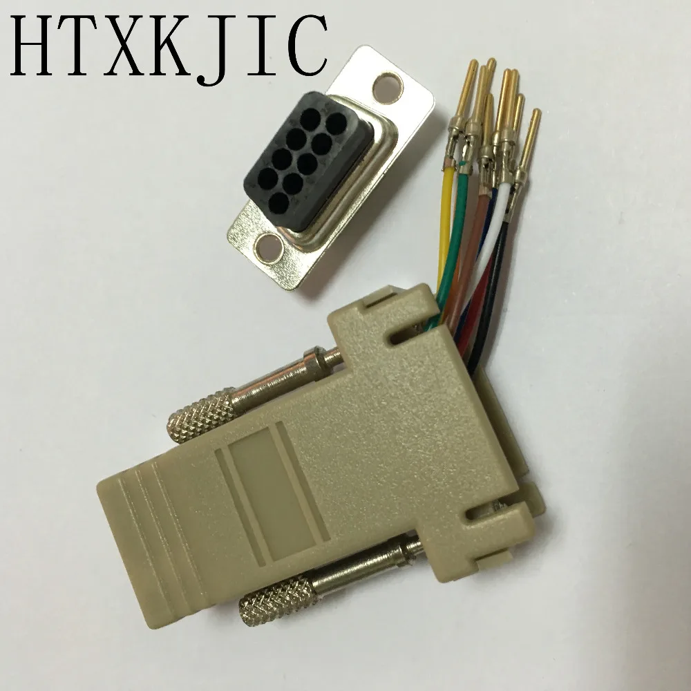 

5PCS/Lot RS232 DB9 male To RJ45 Female connector Convertor Extender DB9 Female