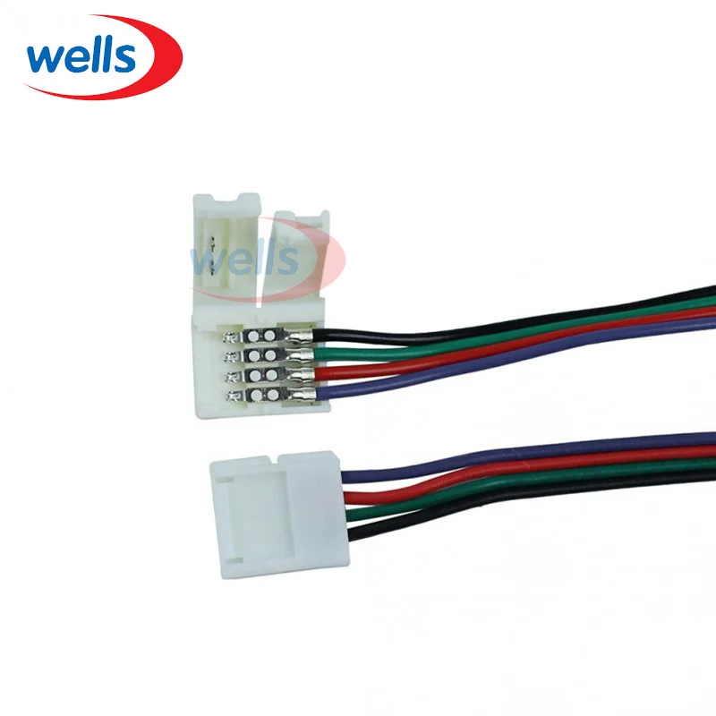 100Pcs 4pin Connector Voor Smd 5050 Rgb Kleur Led Strip Draad Rgb Led Strip