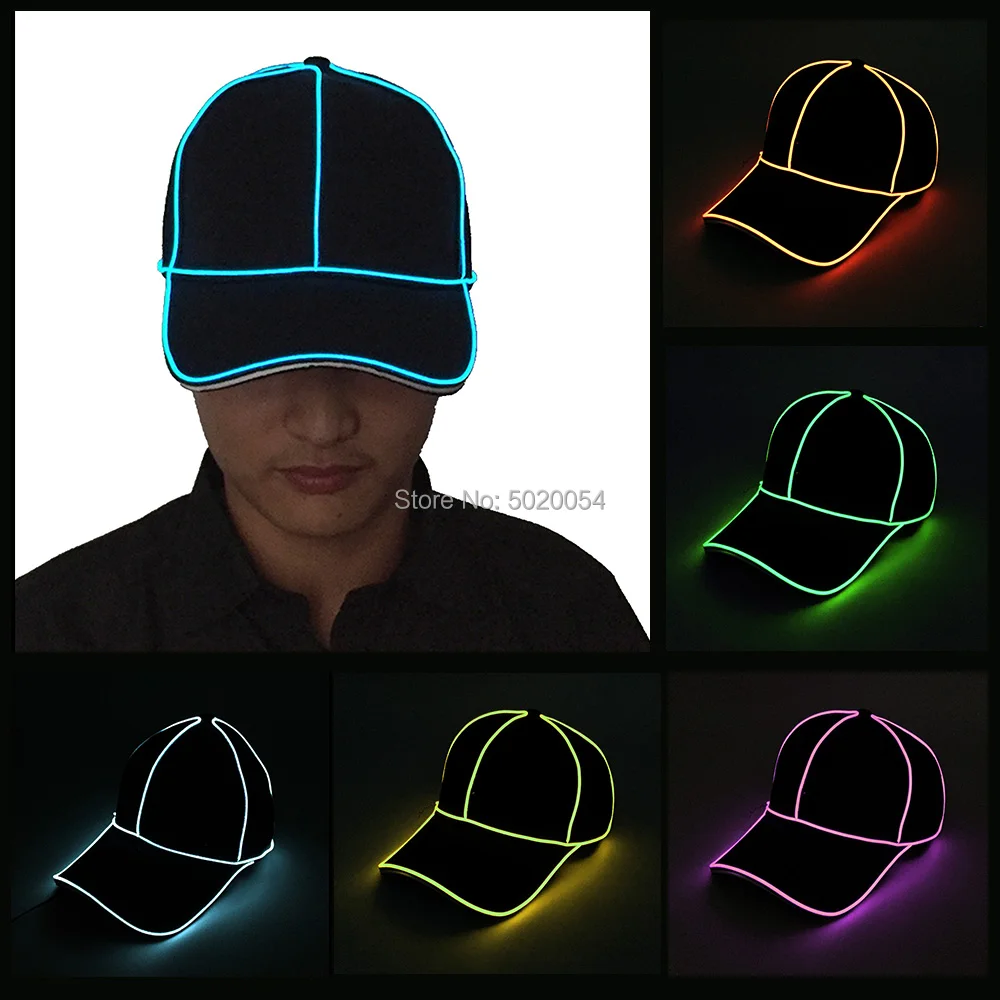 Drop Shipping Cool Snapback Lighting EL Caps Baseball Led Luminous Sport Hat Women Men Adult Glow In Dark Caps