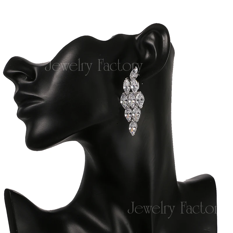 Emmaya Fashion Luxury Bride Wedding Earrings 9 pcs CZ Simulated   Cubic Zirconia White Gold Color Engagement Jewelry Party Gift