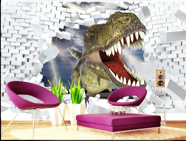 Custom 3D murals,3 d cartoon dinosaur papel de parede,living room sofa TV wall children bedroom wallpaper