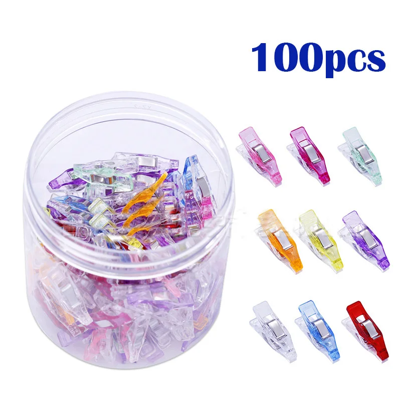 50/100 Pcs/set DIY Mixed Plastic Clips for Patchwork Fabric Quilting Craft Sewing Knitting Clips