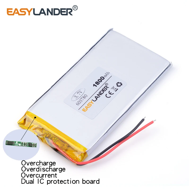 603780 3.7V 1800mAh Rechargeable Lithium Li-ion Li Polymer Battery Lipo Batteries