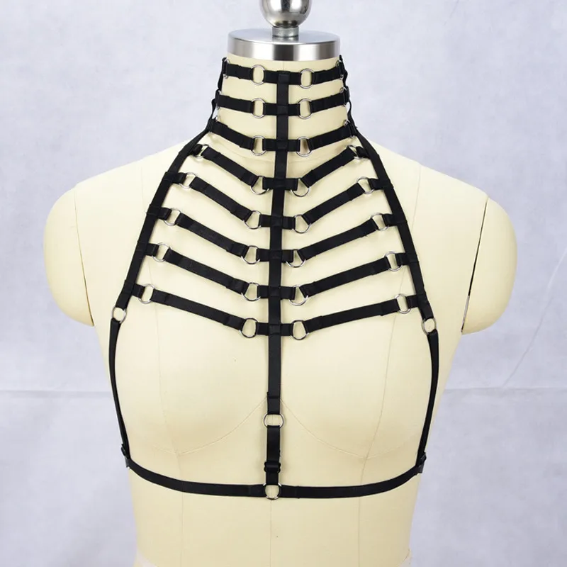 

JLX.HARNESS Red Cupless Harness Women's Fetish Cage Bra Open Chest Crop Top Harness Lingerie Polyester Harness Adjustable O0441