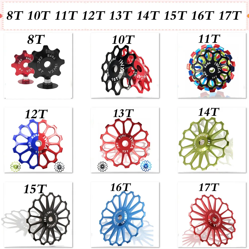 VXM MTB Road Bike Ceramic Pulley Alloy Rear Derailleur 8T/10T/11T/12/13T/14T/15T/16T/17T Guide Bike Ceramic Bearing Jockey Wheel