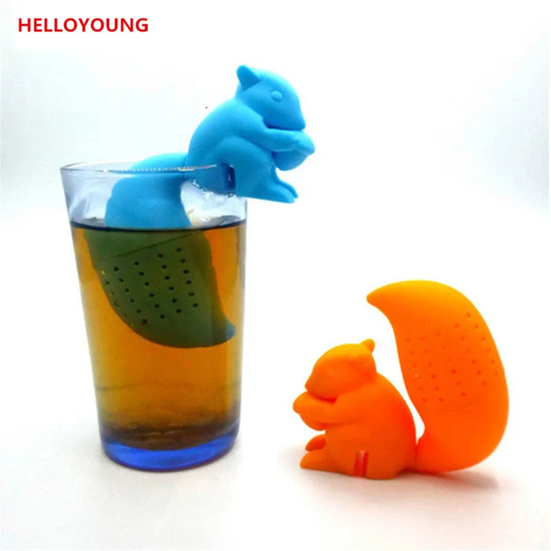 

CJ048 High Quality Cute Squirrel Tea Strainer Silicone loose-leaf Tea Infuser Filter Diffuser Fun Tea Accessories