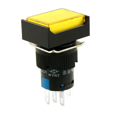 

AC 220V Yellow Lamp 1NO 1NC Latching Rectangular Push Button Switch 5 Pcs Veutr