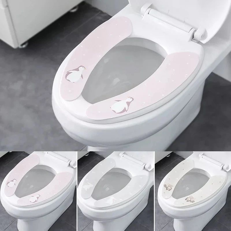 Cartoon Rabbit Toilet Seat Cover Winter Warm Toilet Cushion Toilet lid WC Sitting Ring Pad Paste Universal bathroom accessories