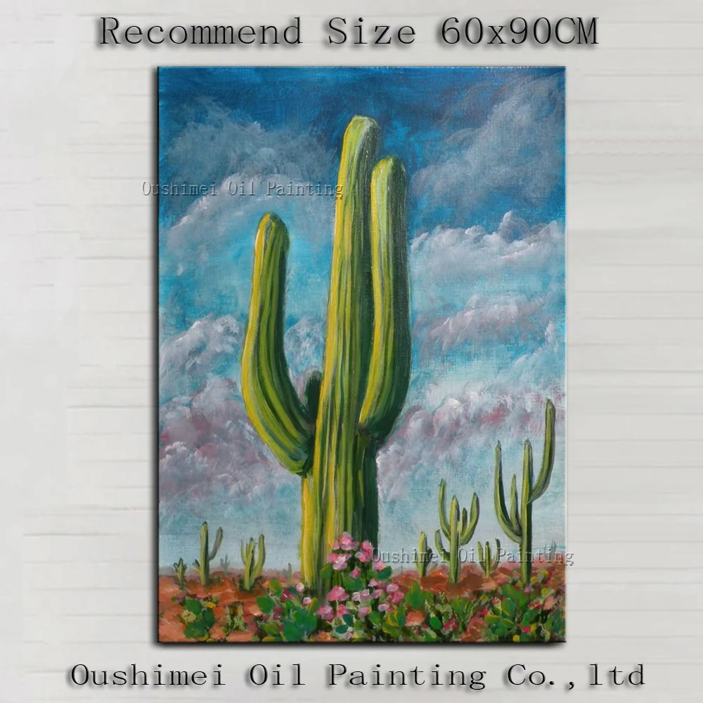 High Skills Artist Hand-painted High Quality Special Landscape Cactus Oil Painting For Living Room Decoration Cactus Painting