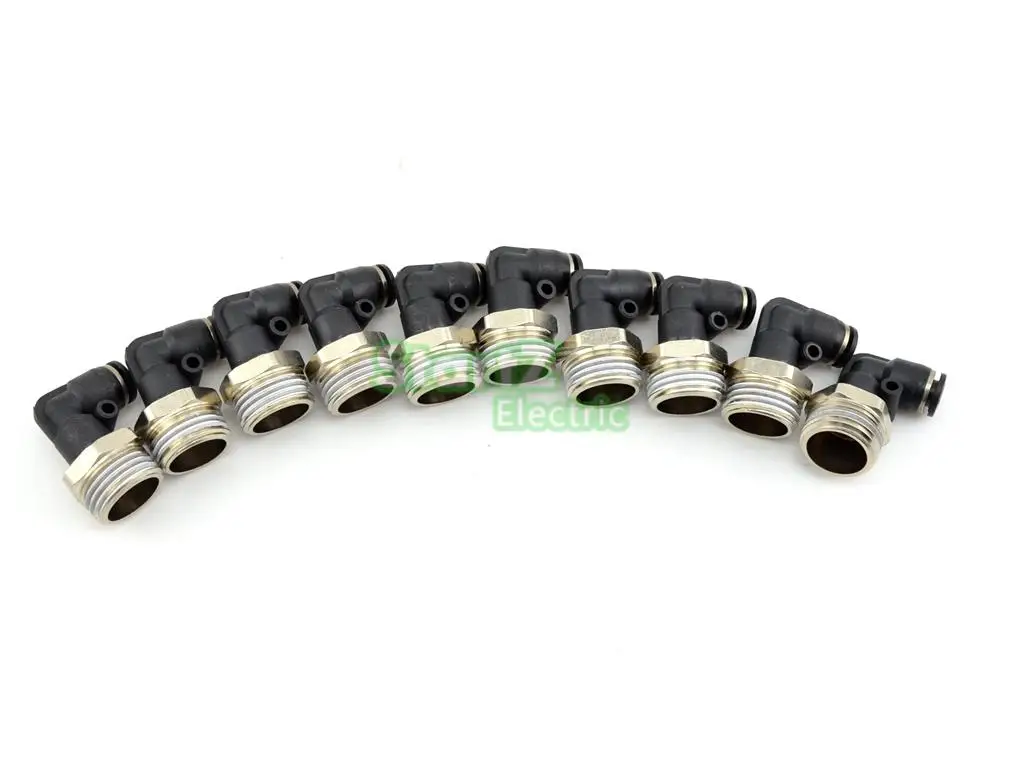 10Pcs High quality 8mm X 1/2'' Thread Pneumatic Male Elbow Connector Tube  Air Fitting