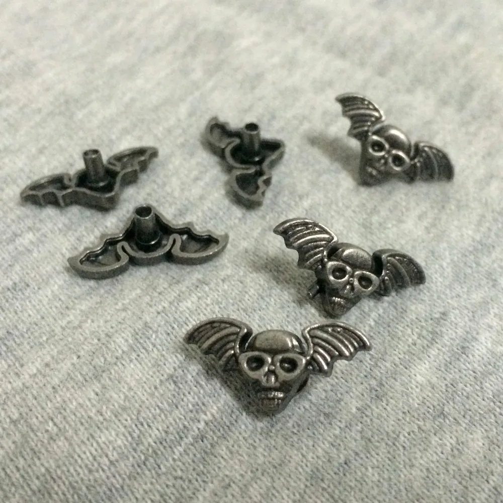 New Coming 50PCS 20X10MM Antique Silver Bat Studs Rivet Punk Bat Spike Shoes Belt Bag Accessories Leather Craft Shipping Free