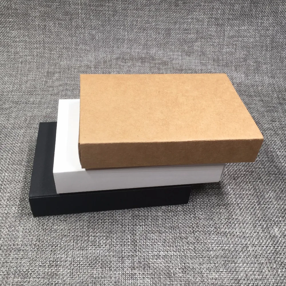 10 pz/lotto kraft Paper box Cassetto marrone/Bianco/Nero Confezione Regalo Scatola Di Carta Per Monili/Cioccolato/Candy