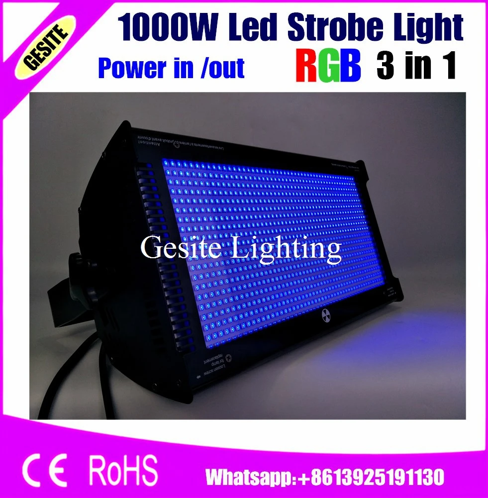 

2pcs/lot 1000 RGB 1000W RGB Stage Led Strobe Light Tri color mixing High Power Club Flash Light DMX512 Control 3pin/5pin Socket