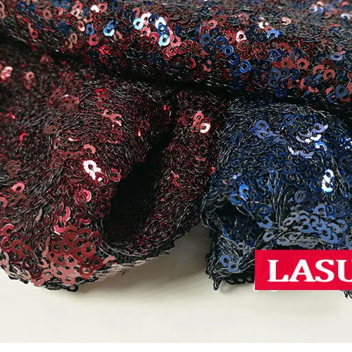 LASUI 13 colors 5 yards=1 lot 3MM encryption brilliant Gradient sequins mesh lace fabric Evening dress  Party dress fabric W0041