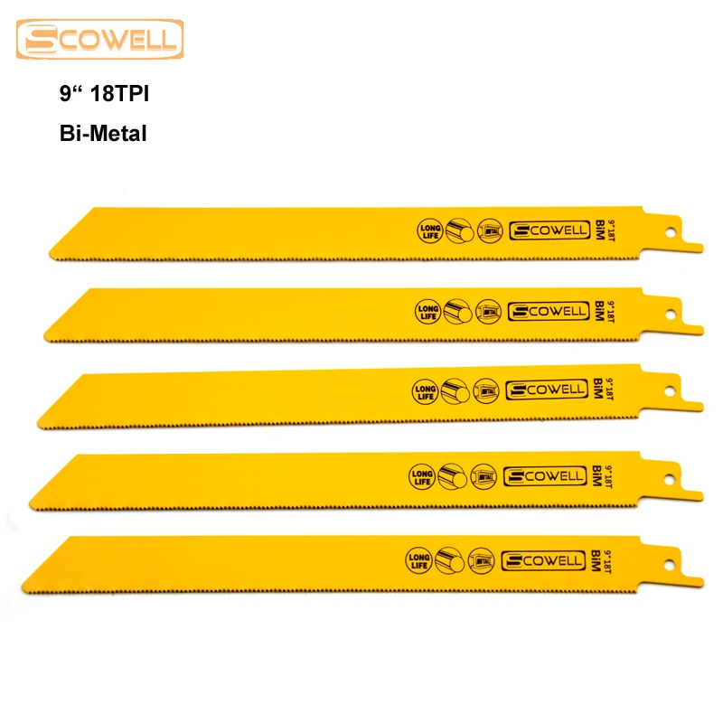 Sabre de démolition bimétallique, scie alternative, coupe de métal dur, outils électriques de bricolage, scie sauteuse, 15 pièces, 9 pouces, 18TPI, HSS