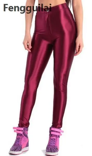 Pantaloni a matita stile americano pantaloni da discoteca lucidi pantaloni da donna a vita alta pantaloni Leggings