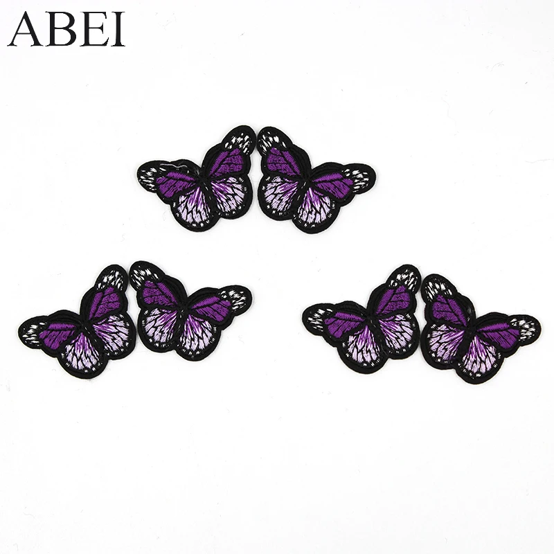 10pcs/lot Purple Embroidery Butterfly Patches Iron On Motif Badge Diy Clothes Appliques Bags Shoes Dress Coats Jeans Stickers