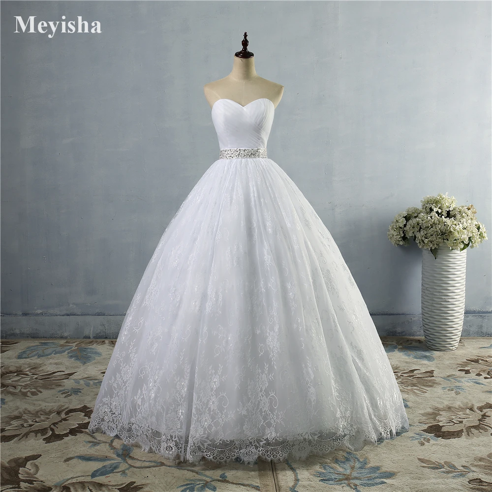 ZJ9023 2023 New Stock US Size 2-26 White/Ivory Pleat Beading Crystal Ball Wedding Dress Bride Gowns