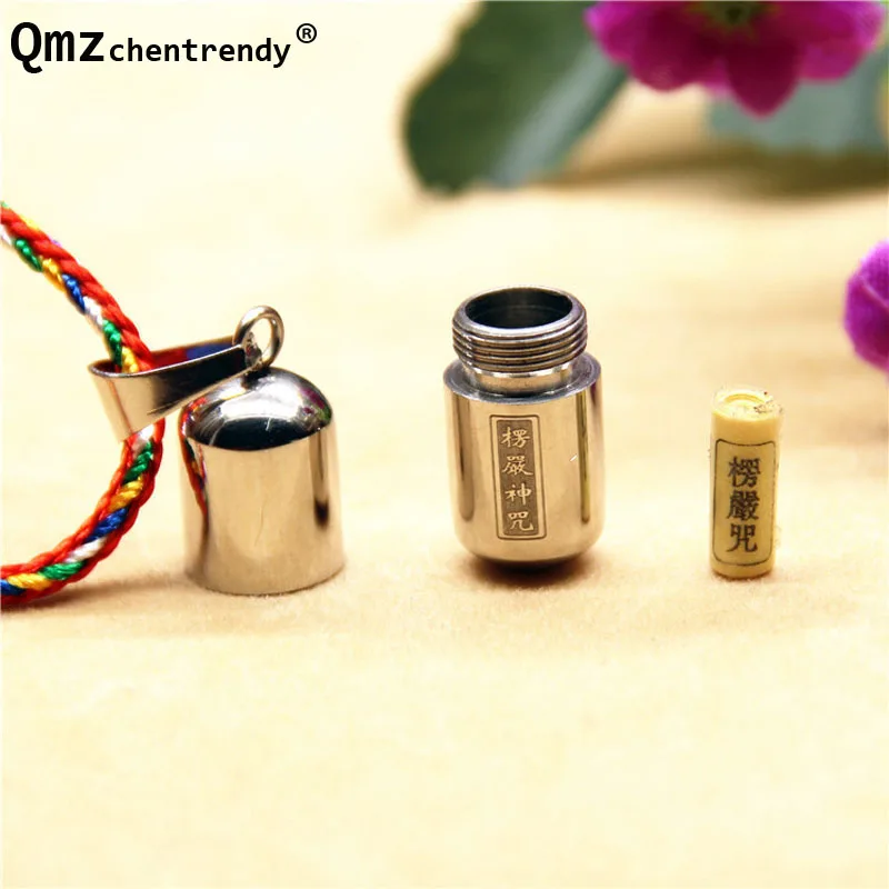 

Openable Stainless Steel Cremation Pet Ash Capsule Pendant Necklace Pill Buddhism Shurangama Mantra Urn Beads Rope Chain Jewelry