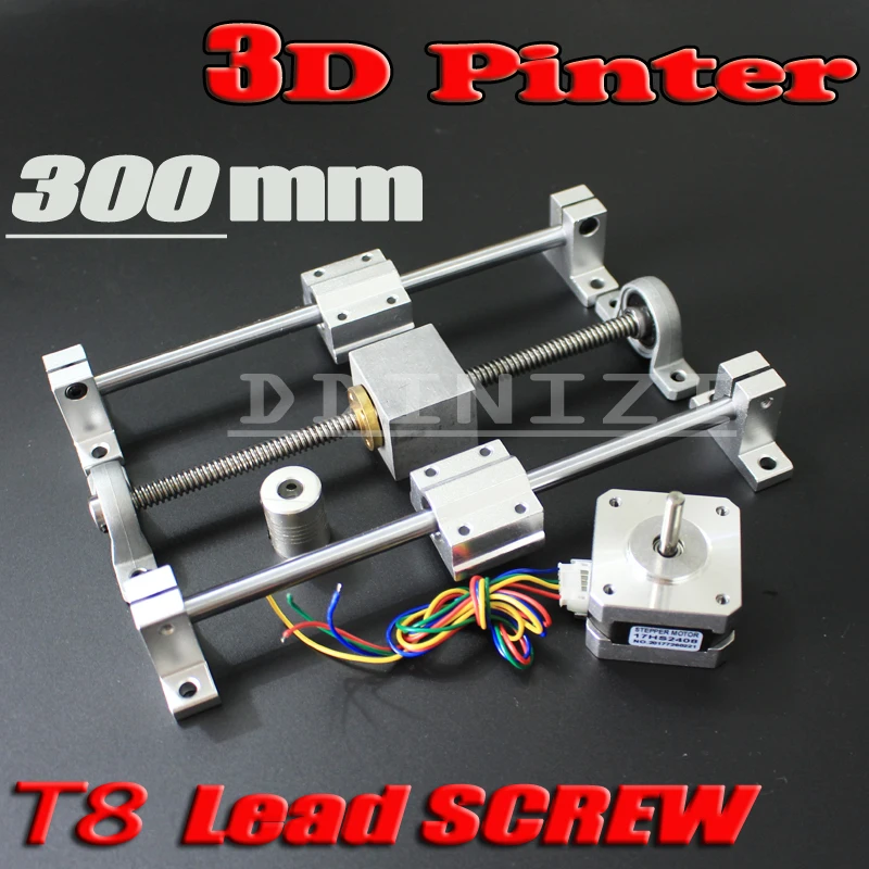 

3D Printer guide rail sets T8 Lead screw length 300mm + linear shaft 8*300mm+KP08 SK8 SC8UU+ nut housing +coupling + step motor