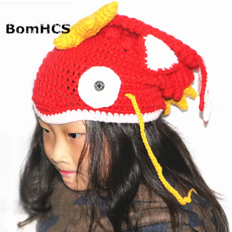 BomHCS Funny Colour Goldfish Carp Beanie Handmade Knitted Winter Thick Hat Cap Halloween Christmas Gift