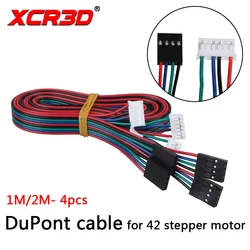 4pcs/lot 1M/2M DuPont Line 2.54 4pin-XH2.0 6pin Two-phase Four-lead Motor Connector Cables for 42 Stepper Motor 3D Printer Parts