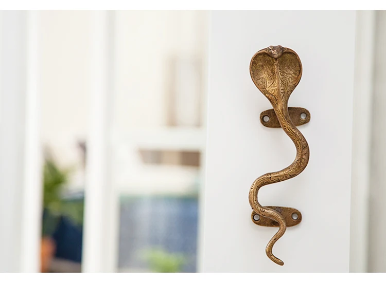 Brass Snake Cobra Door Pulls Cabinet Handles Bronze Antique Indian Decor