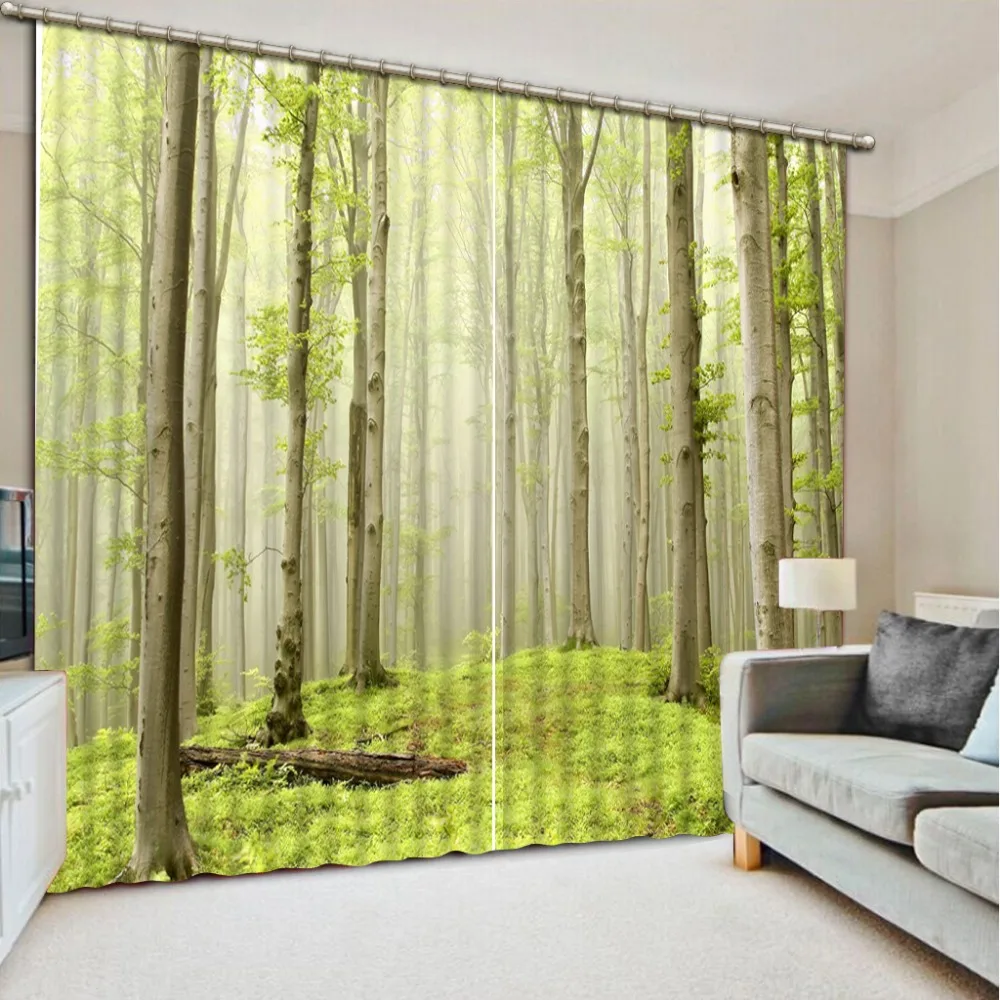 

Green forest 3D Window Curtains For Bedding room forest Curtain window room Home Decoration